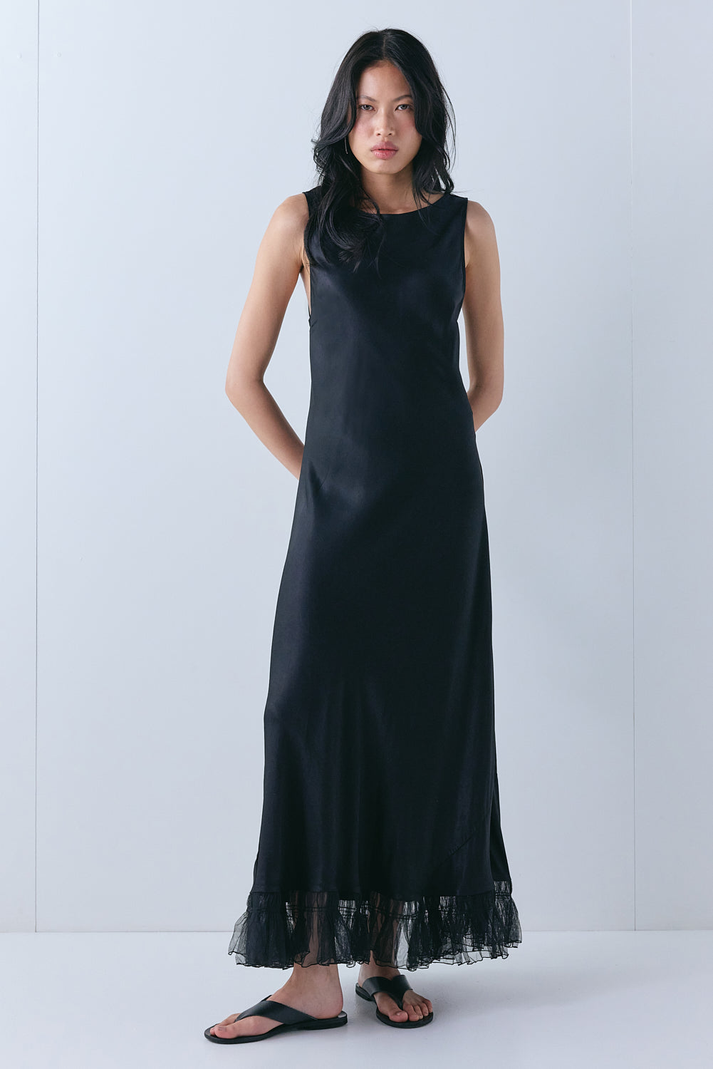 Micha Satin Maxi Dress Black - size:Ploy:AU 6 / US 2