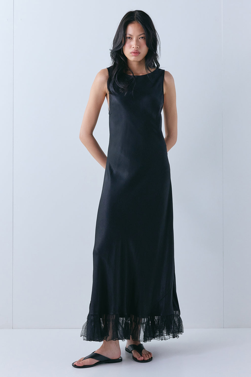 Micha Satin Maxi Dress Black - size:Ploy:AU 6 / US 2