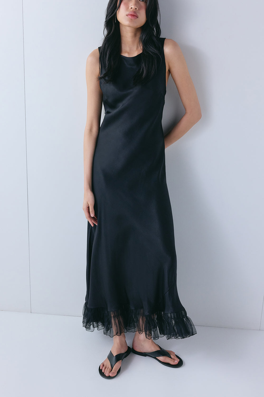 Micha Satin Maxi Dress Black