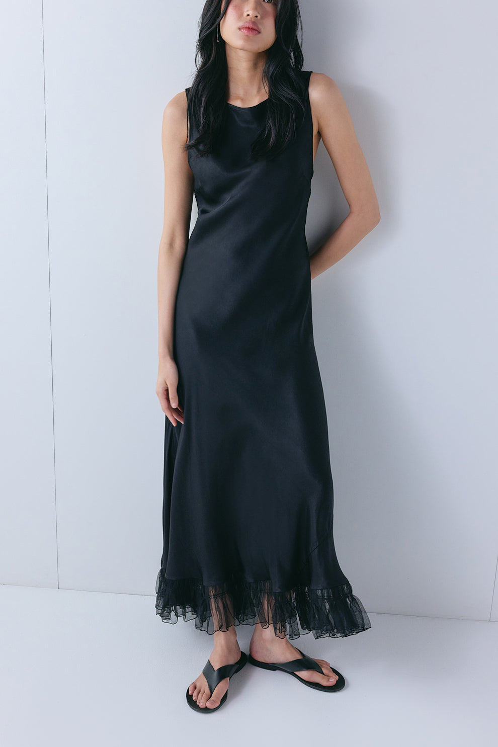 Micha Satin Maxi Dress Black