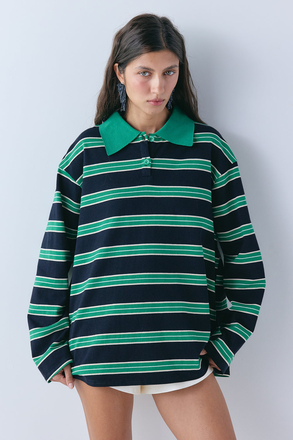 Kinsley Polo Green Stripe - size:Aida:AU 6 / US 2