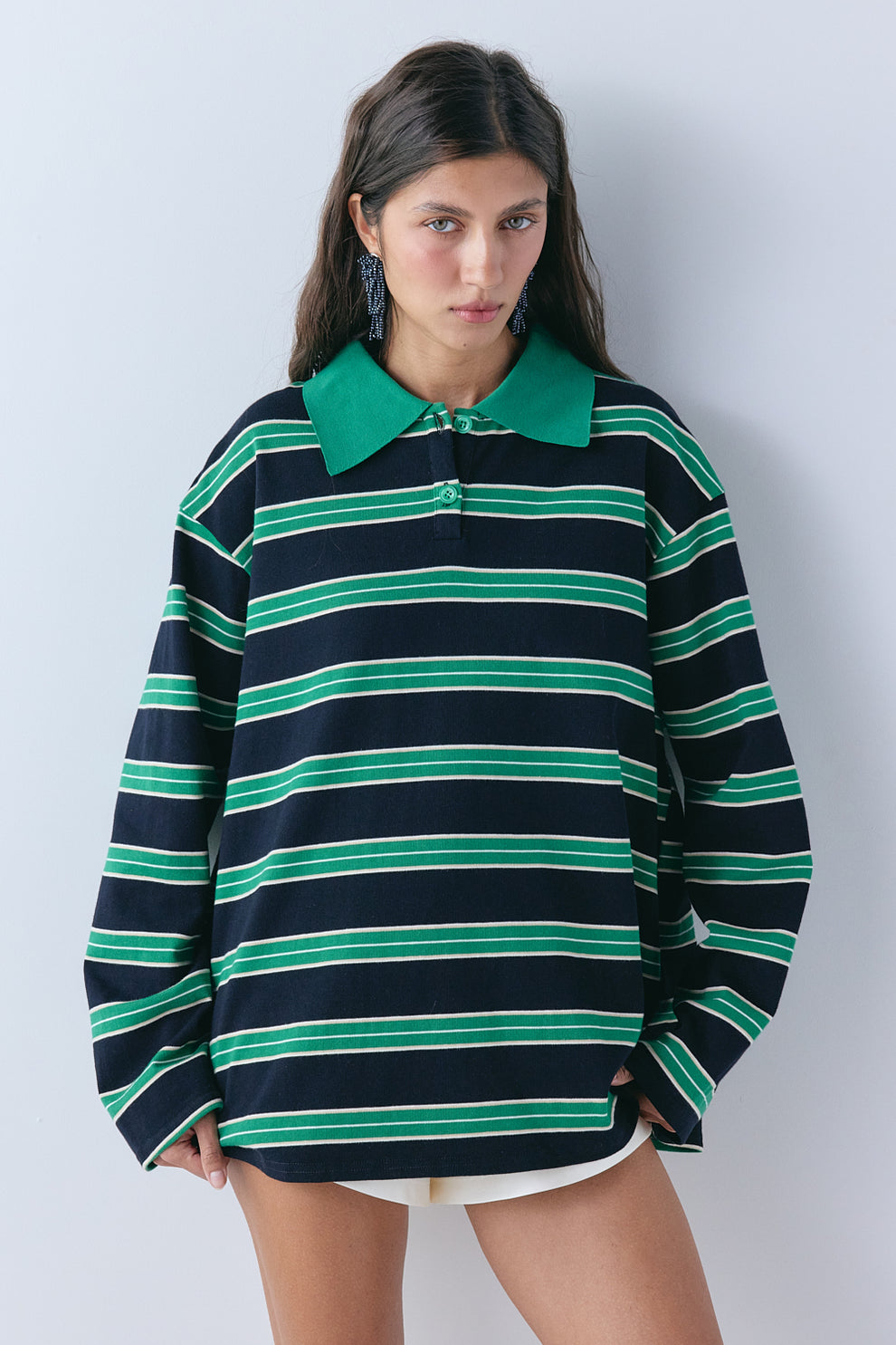 Kinsley Polo Green Stripe - size:Aida:AU 6 / US 2
