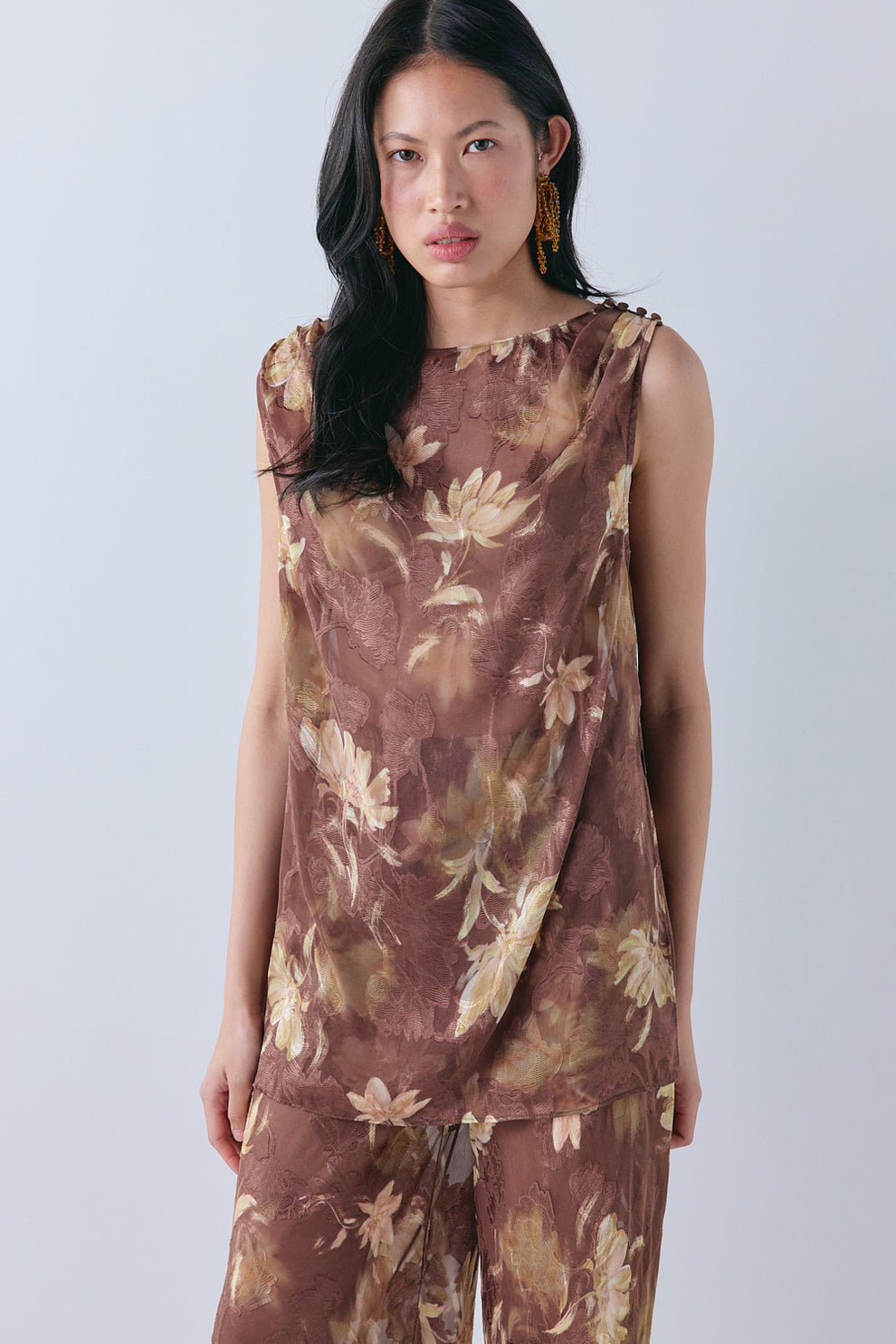 Vivien Sheer Tunic Top Aster - size:Ploy:AU 6 / US 2