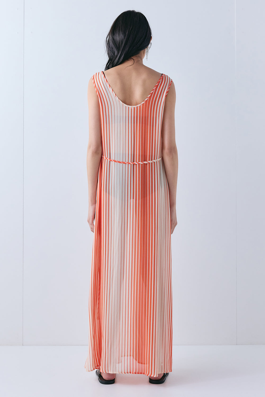 Carolina Sheer Maxi Dress Orange Stripe