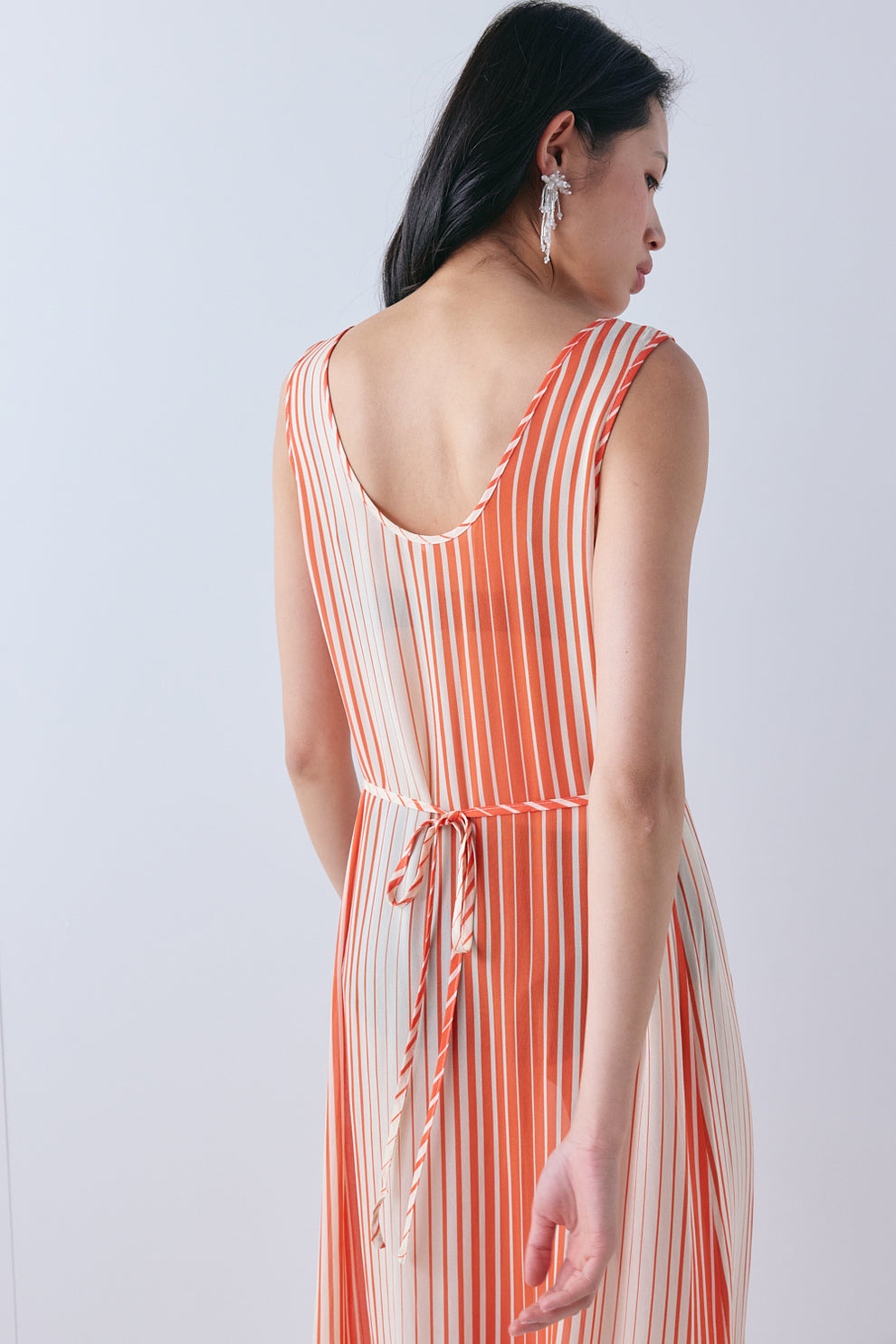 Carolina Sheer Maxi Dress Orange Stripe