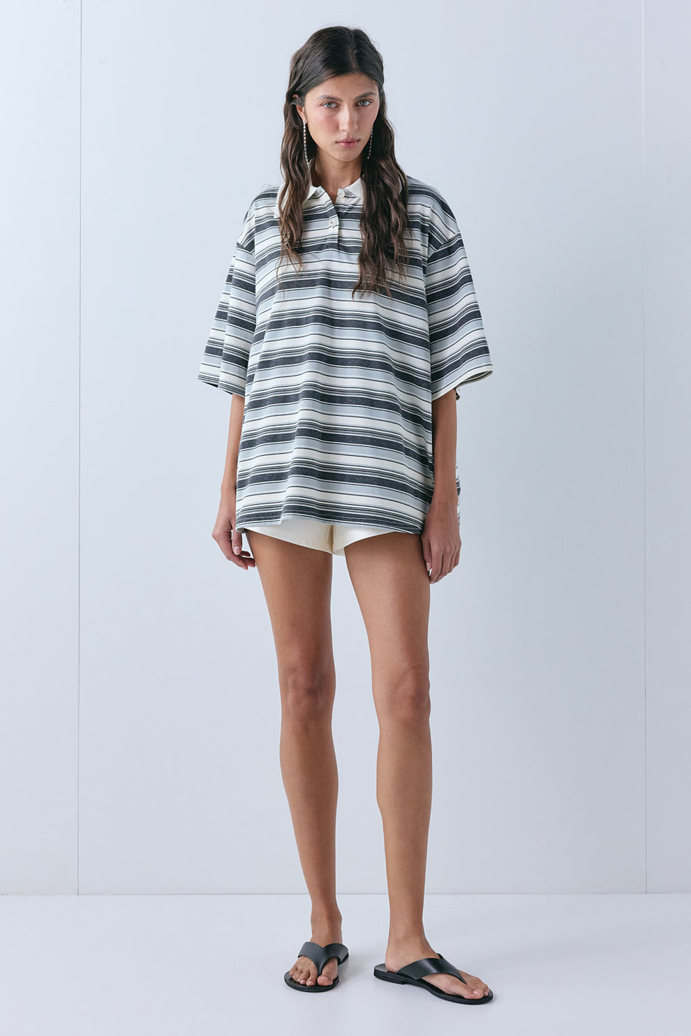 Kinsley Short Sleeve Polo Grey Stripe 
