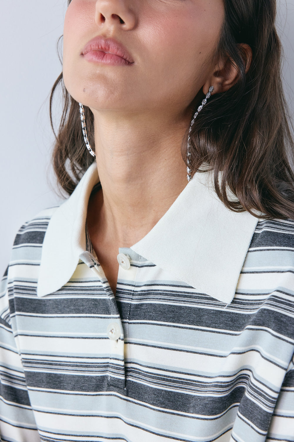 Kinsley Short Sleeve Polo Grey Stripe