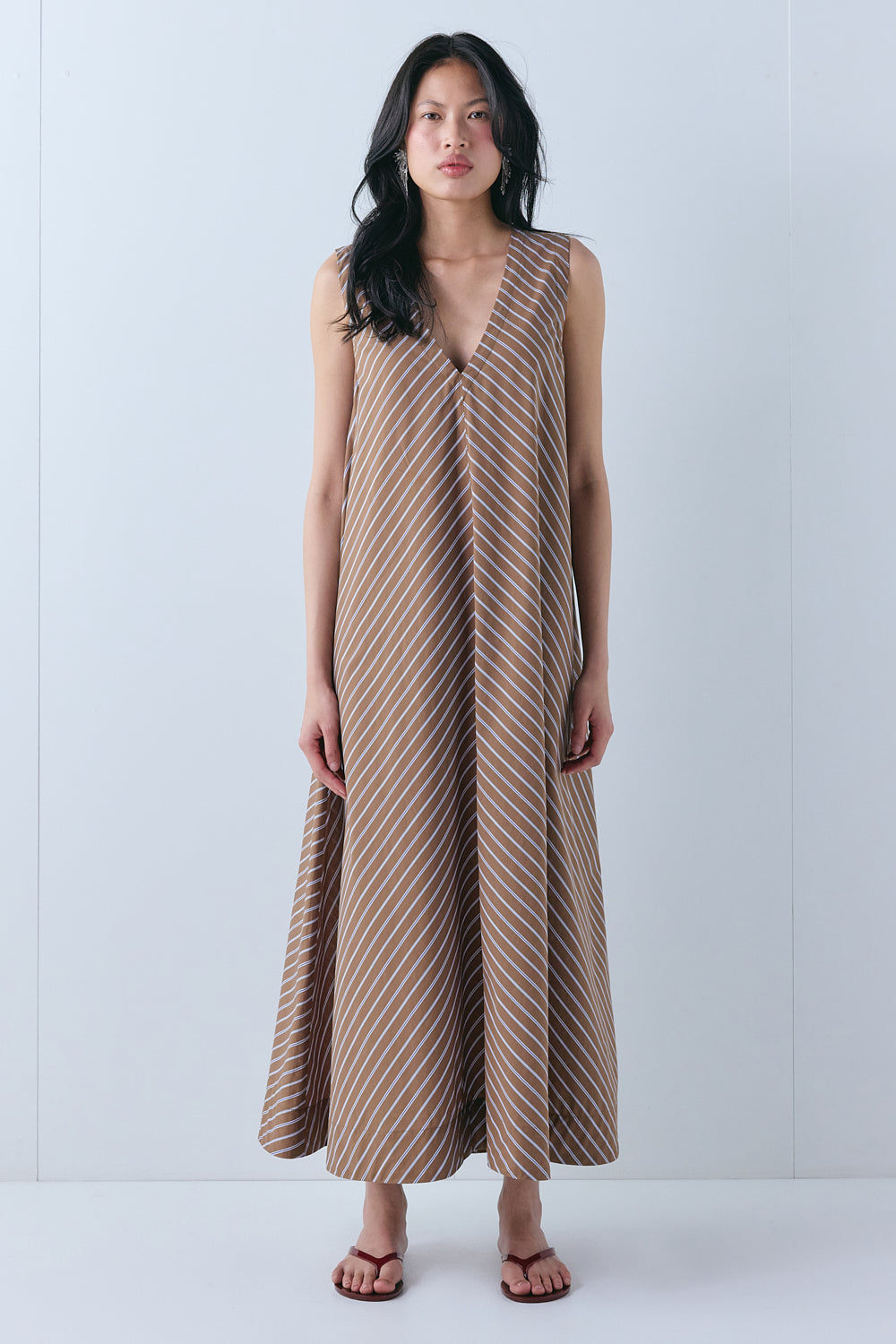 Amber Maxi Dress Chocolate Stripe