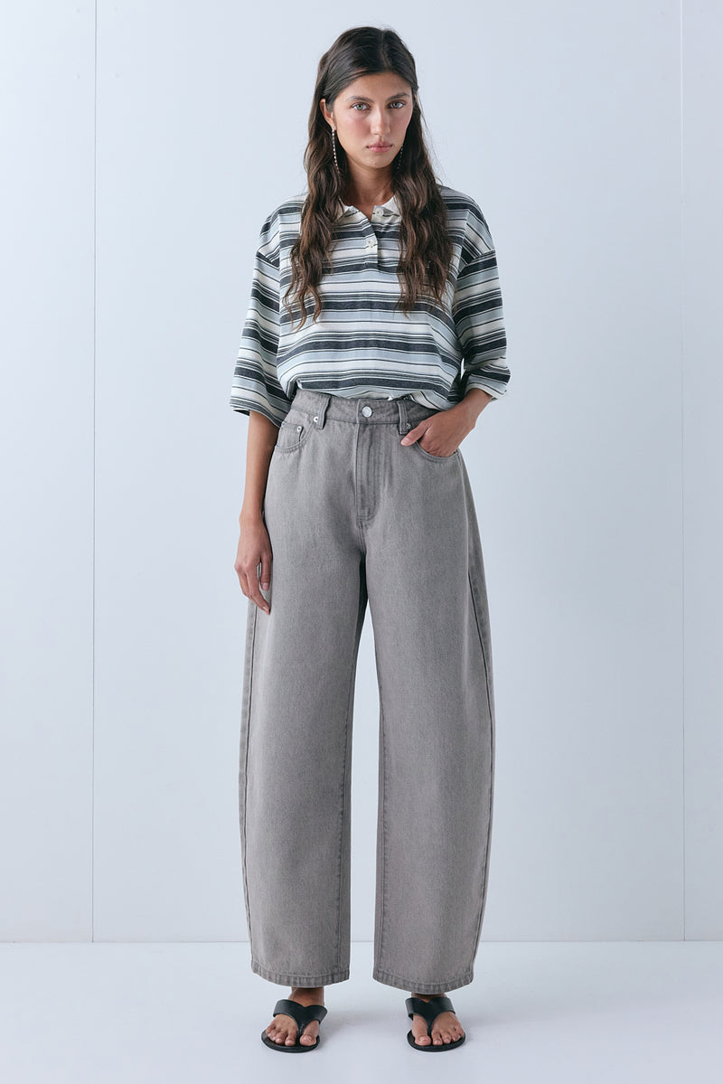 Spencer Mid Rise Barrel Denim Jeans Grey - size:Aida:AU 6 / US 2