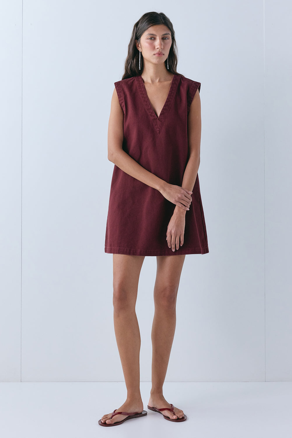 Muni Denim Mini Dress Wine - size:Aida:AU 6 / US 2