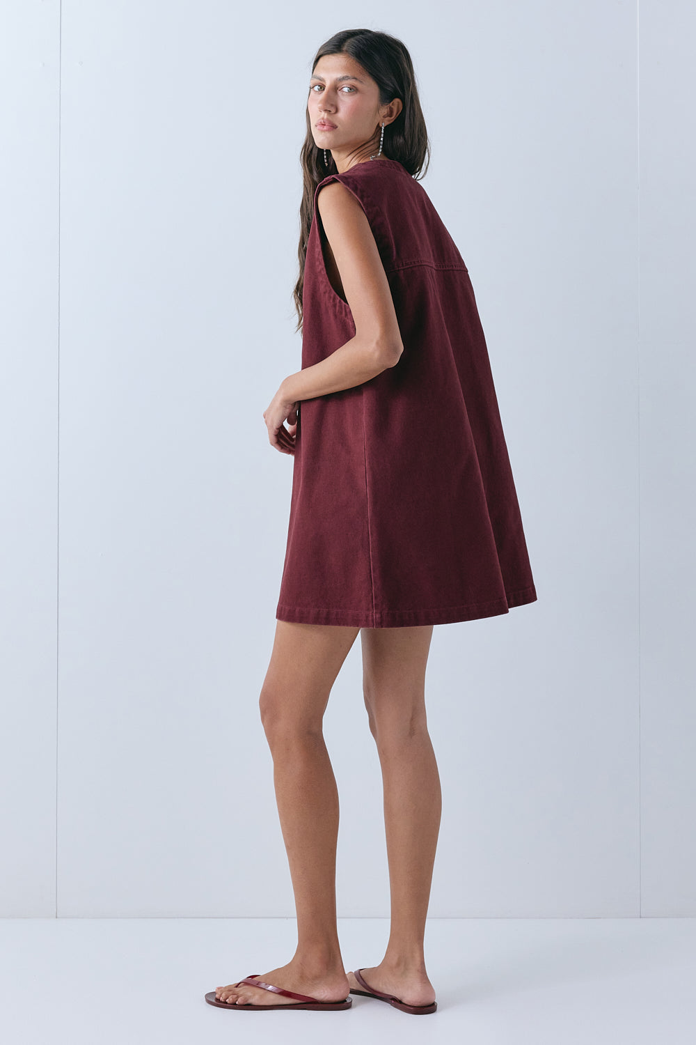 Muni Denim Mini Dress Wine