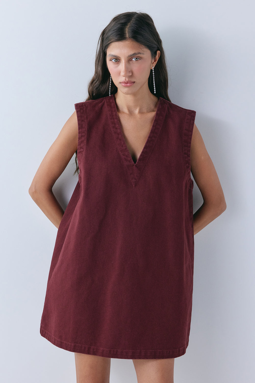 Muni Denim Mini Dress Wine
