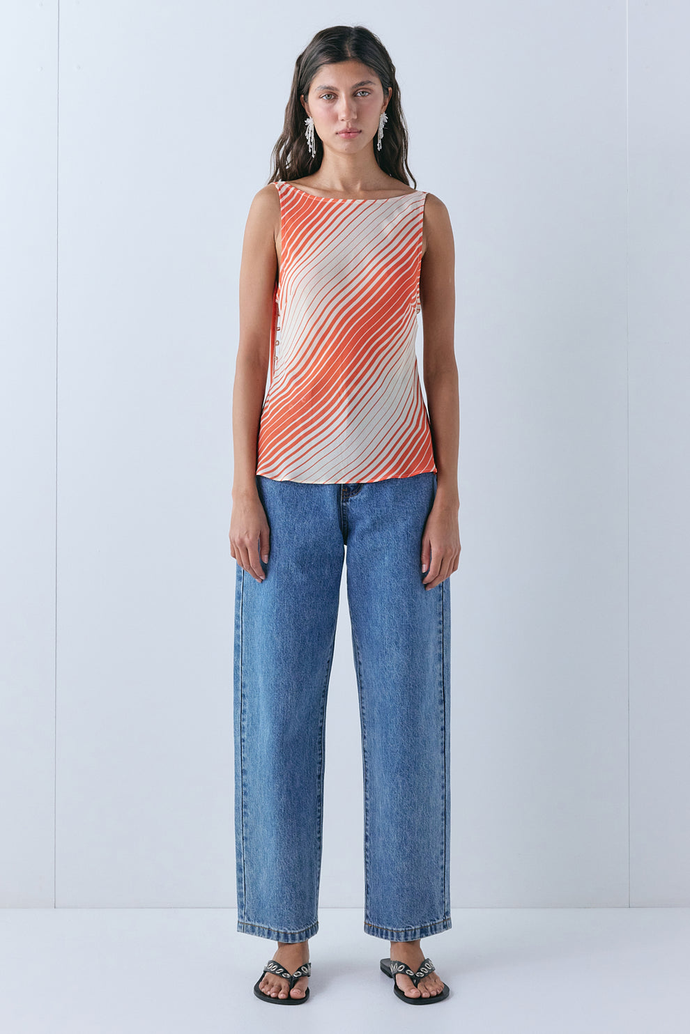 Amity Sheer Top Orange Stripe