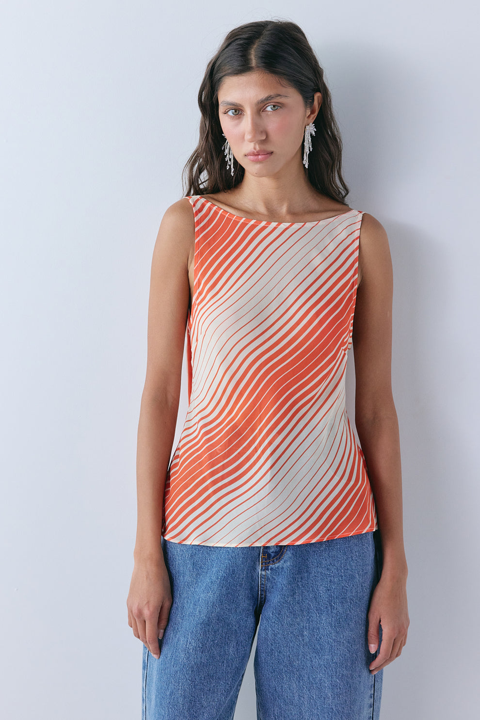 Amity Sheer Top Orange Stripe - size:Aida:AU 6 / US 2