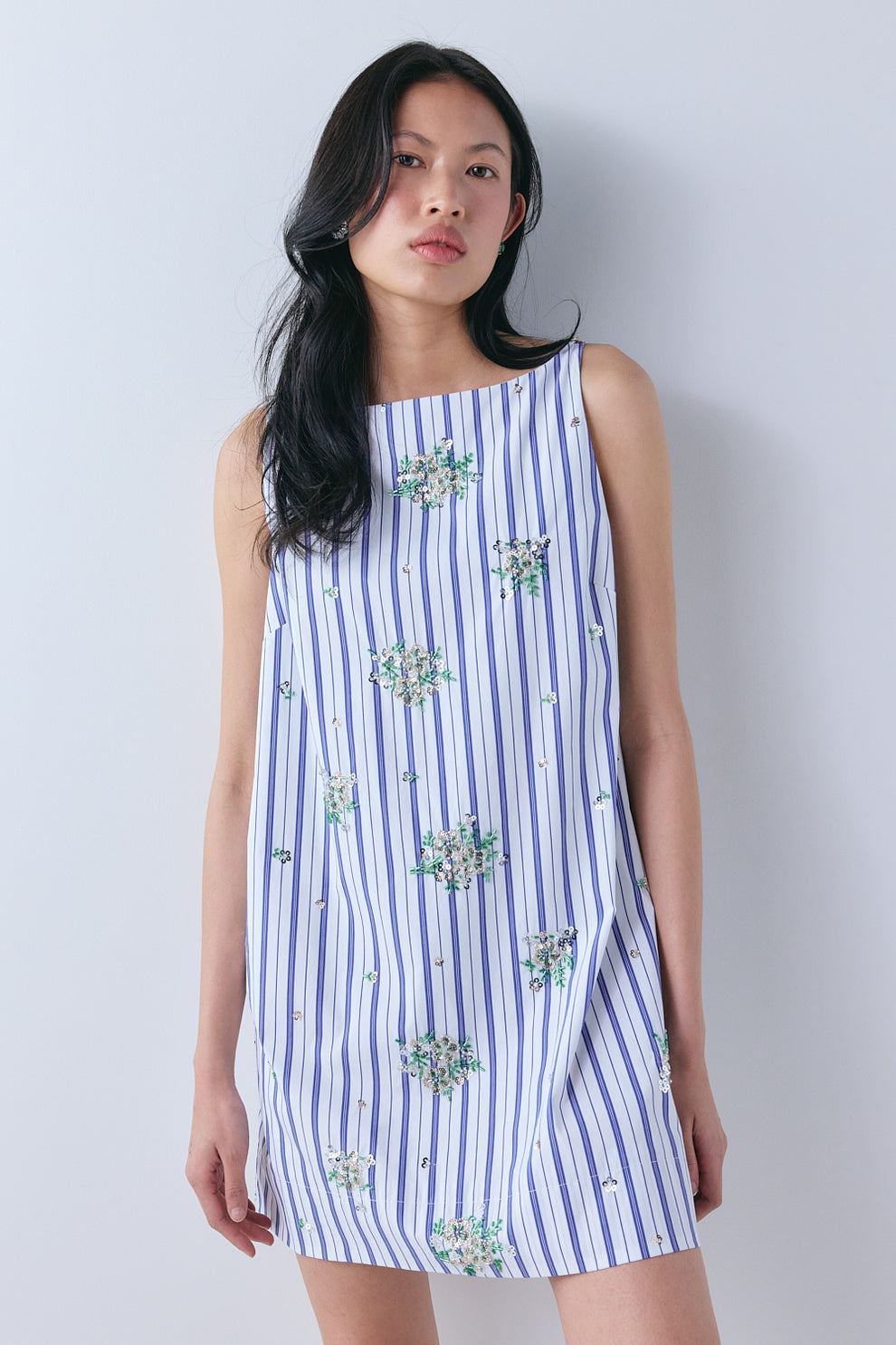Scarlet Sequin Mini Dress Blue Stripe 