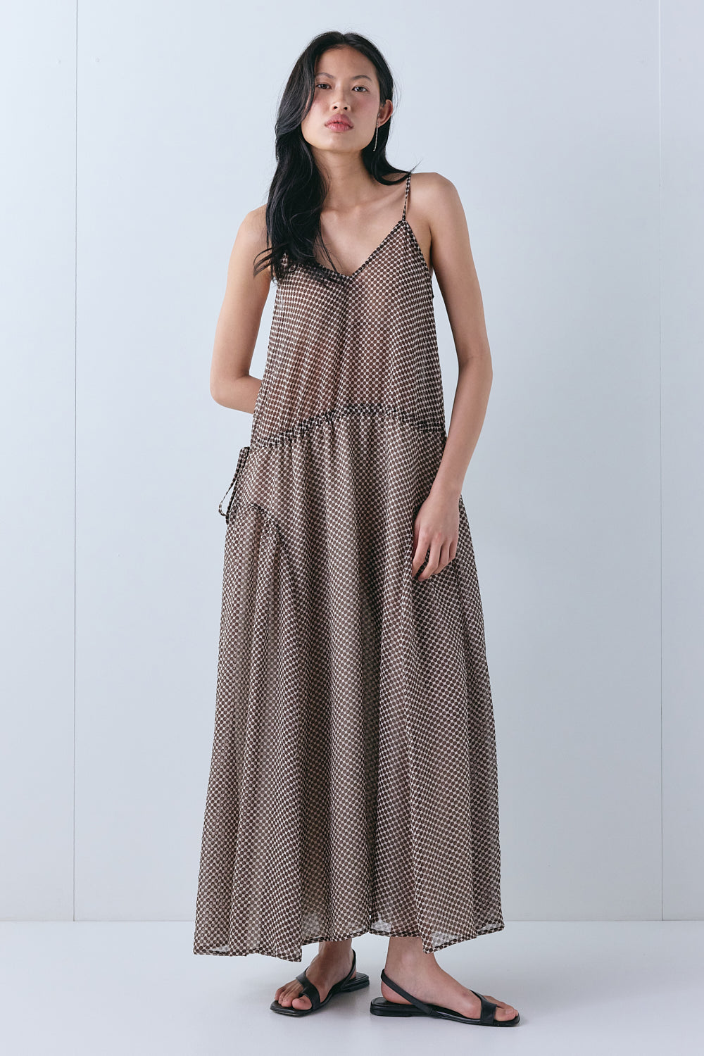 Jac Maxi Dress Chocolate Polka Dot - size:Ploy:AU 6 / US 2