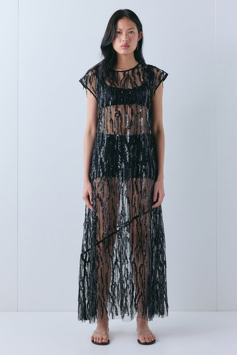 Grace Sequin Maxi Dress Black - size:Ploy:AU 6 / US 2