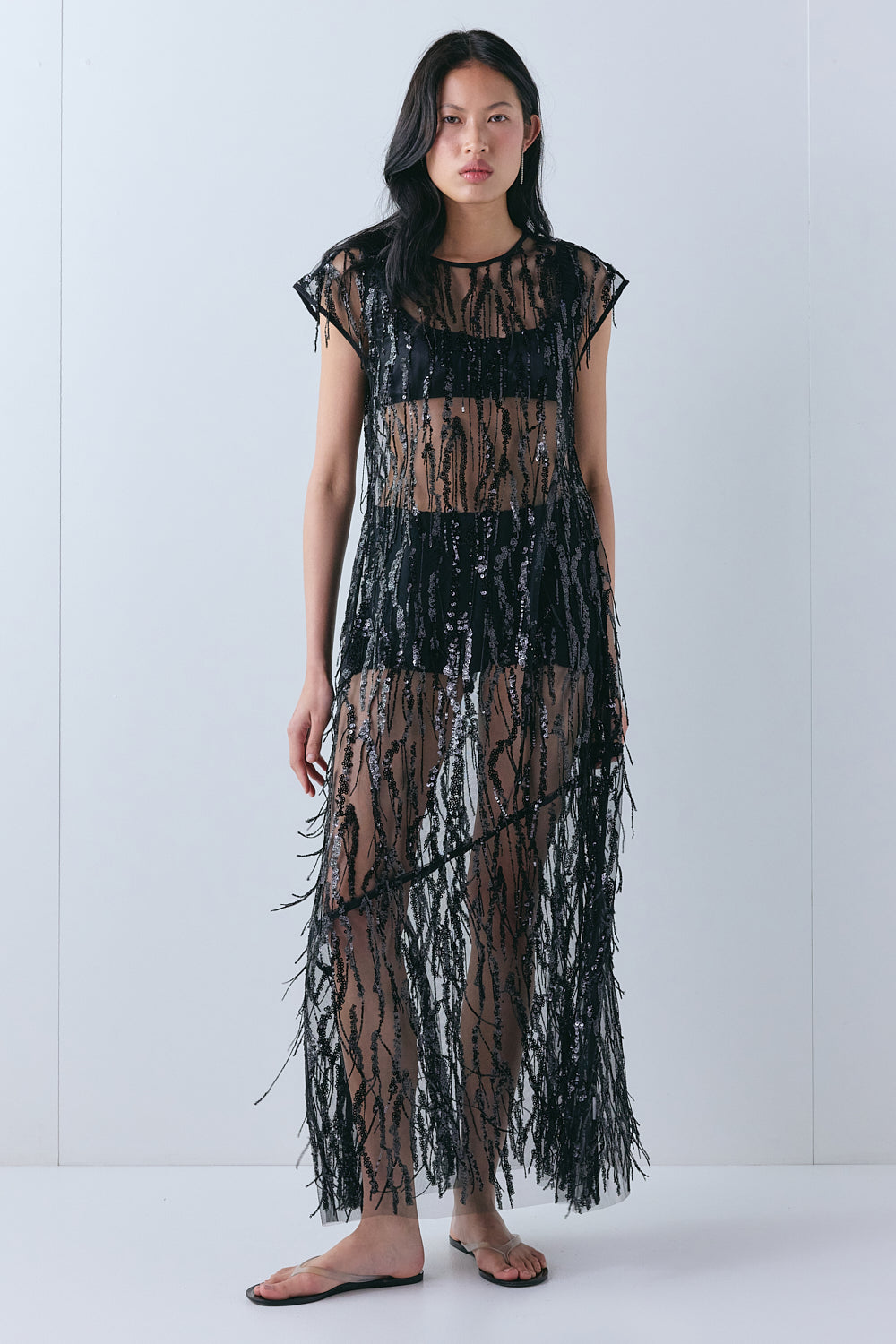 Grace Sequin Maxi Dress Black 