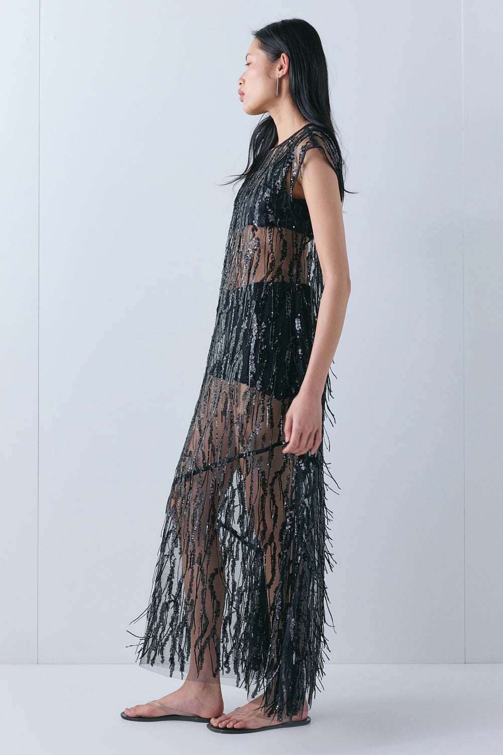 Grace Sequin Maxi Dress Black 
