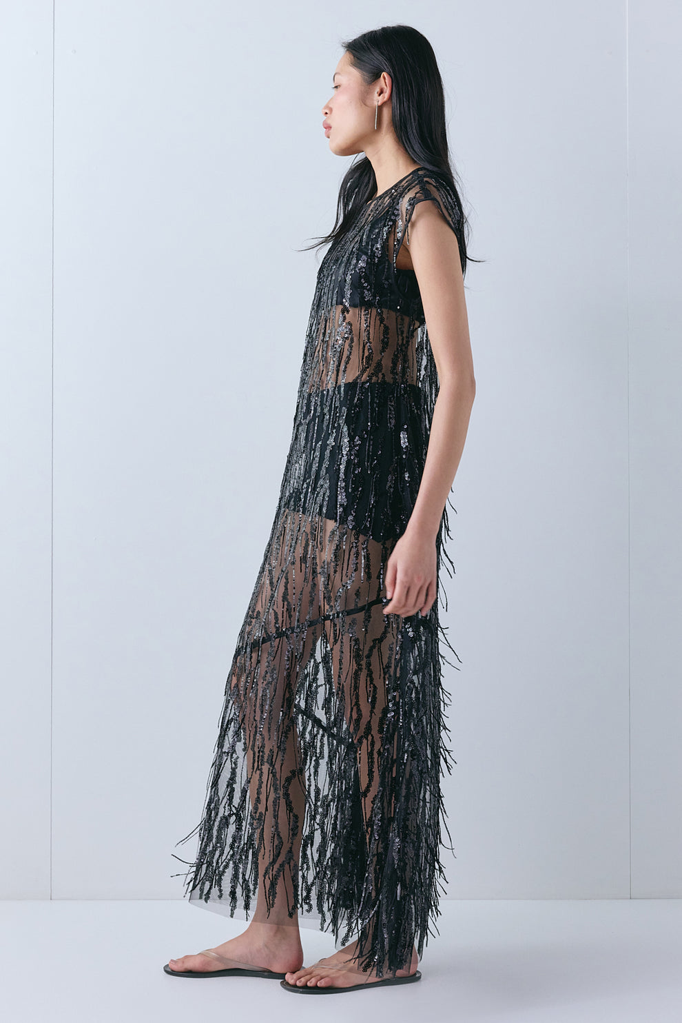 Grace Sequin Maxi Dress Black 