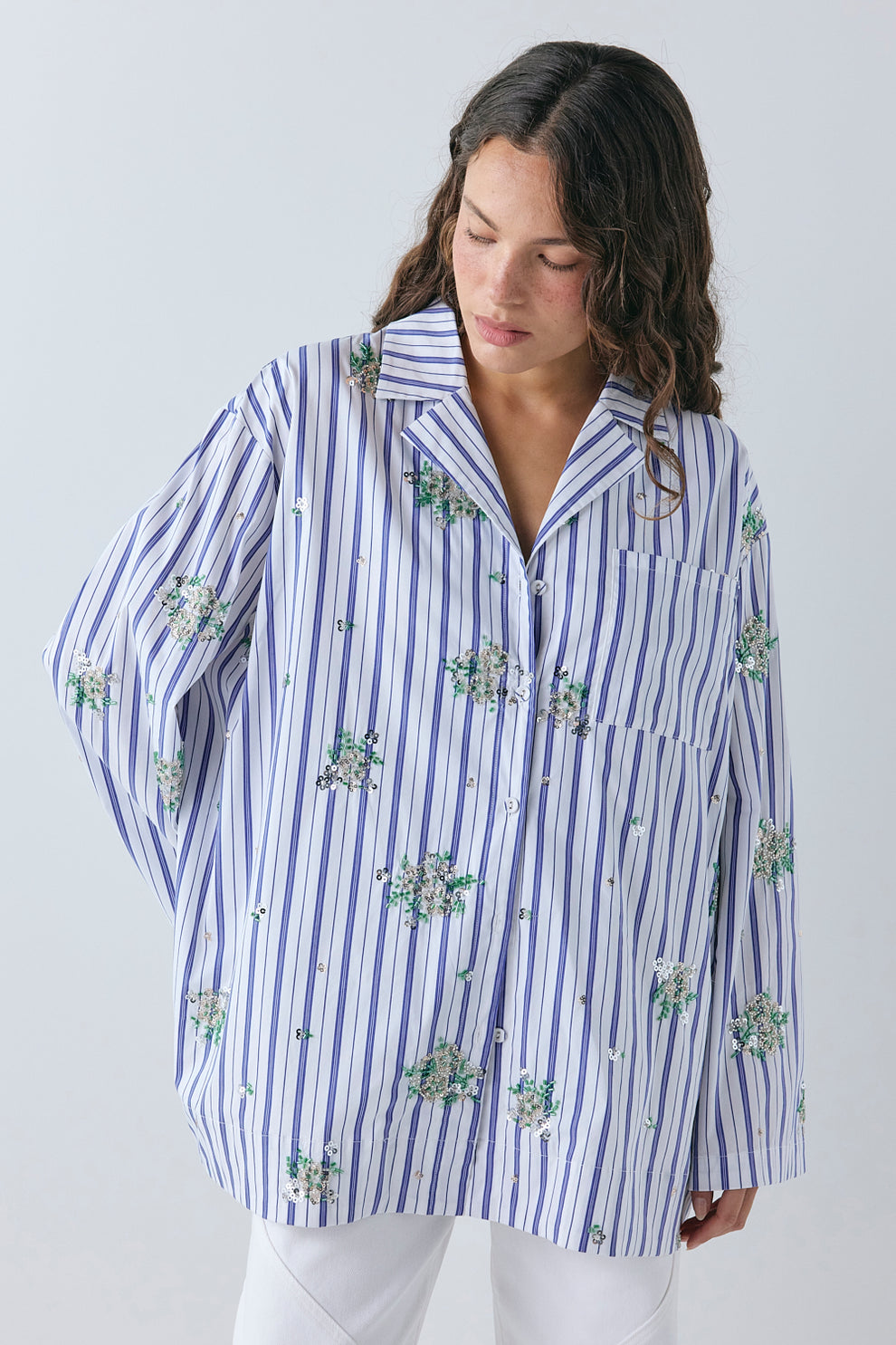 Noah Sequin Shirt Blue Stripe