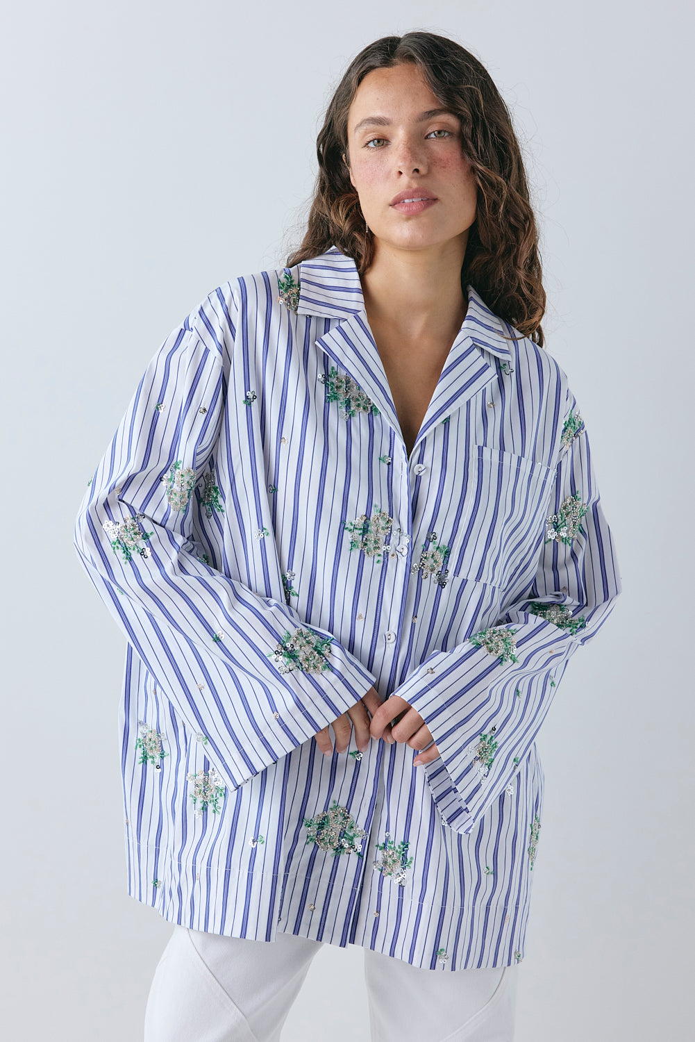 Noah Sequin Shirt Blue Stripe - size:Stephanie:AU 6 / US 2