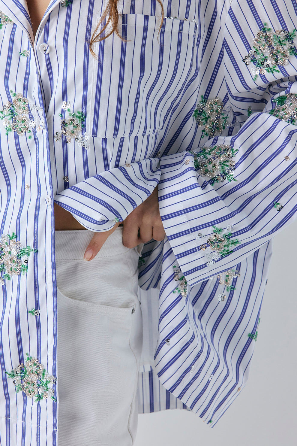 Noah Sequin Shirt Blue Stripe