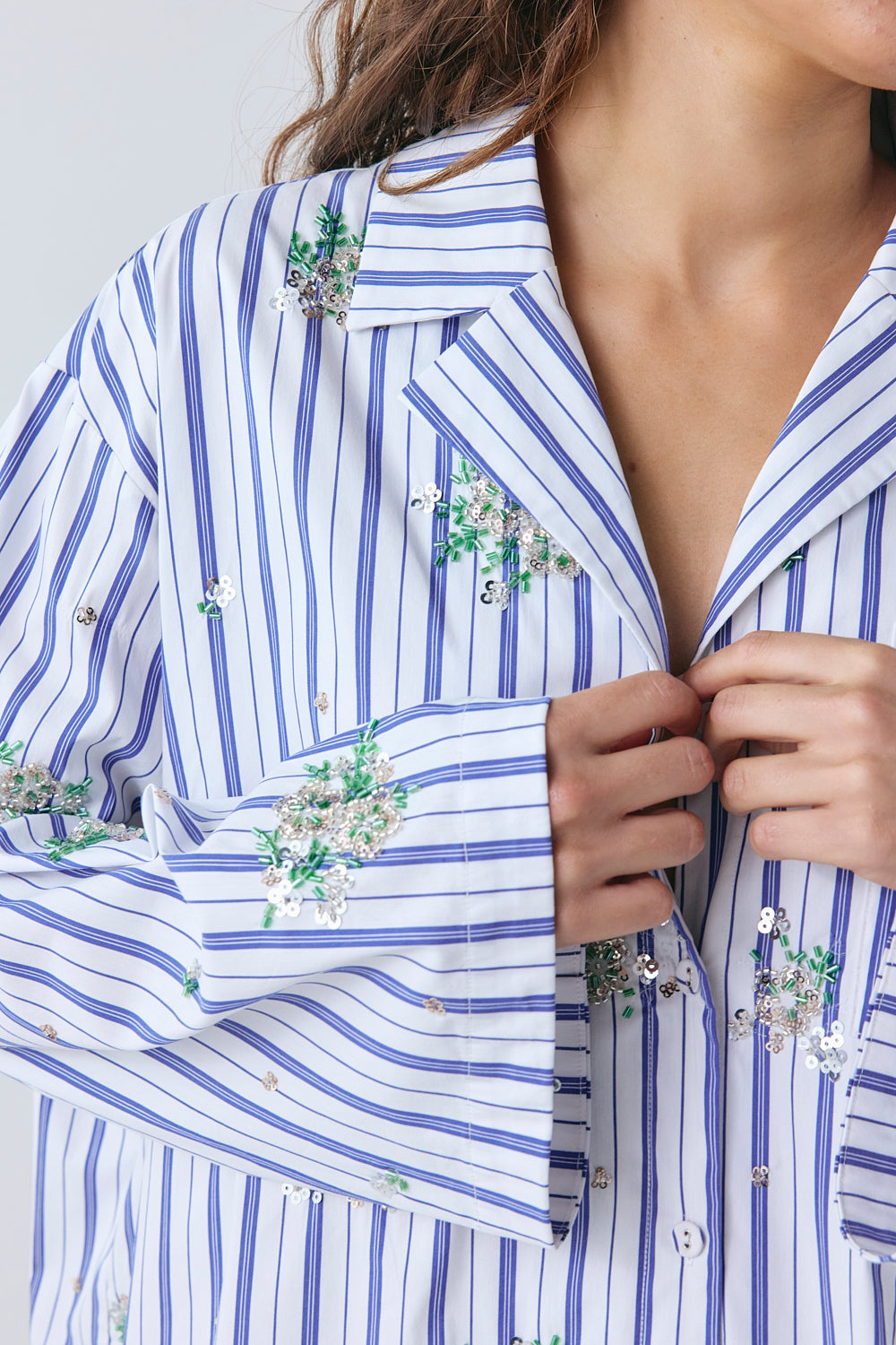 Noah Sequin Shirt Blue Stripe