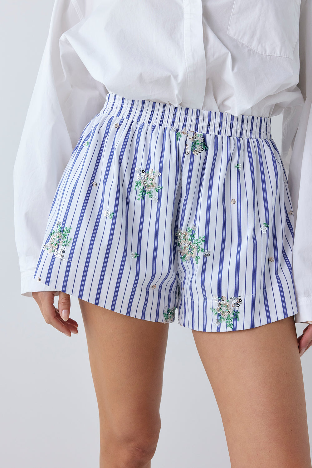 Stella Sequin Shorts Blue Stripe