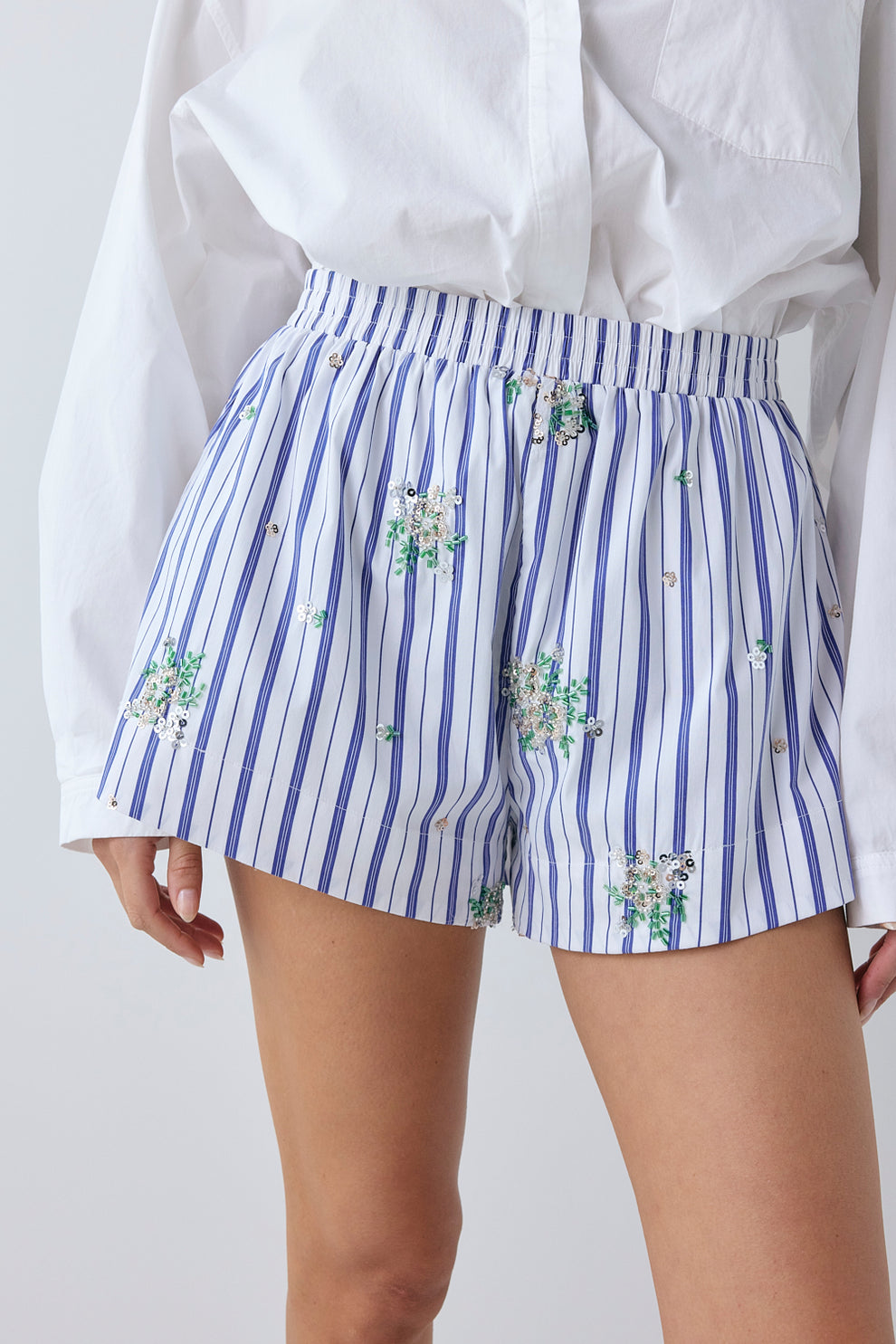 Stella Sequin Shorts Blue Stripe