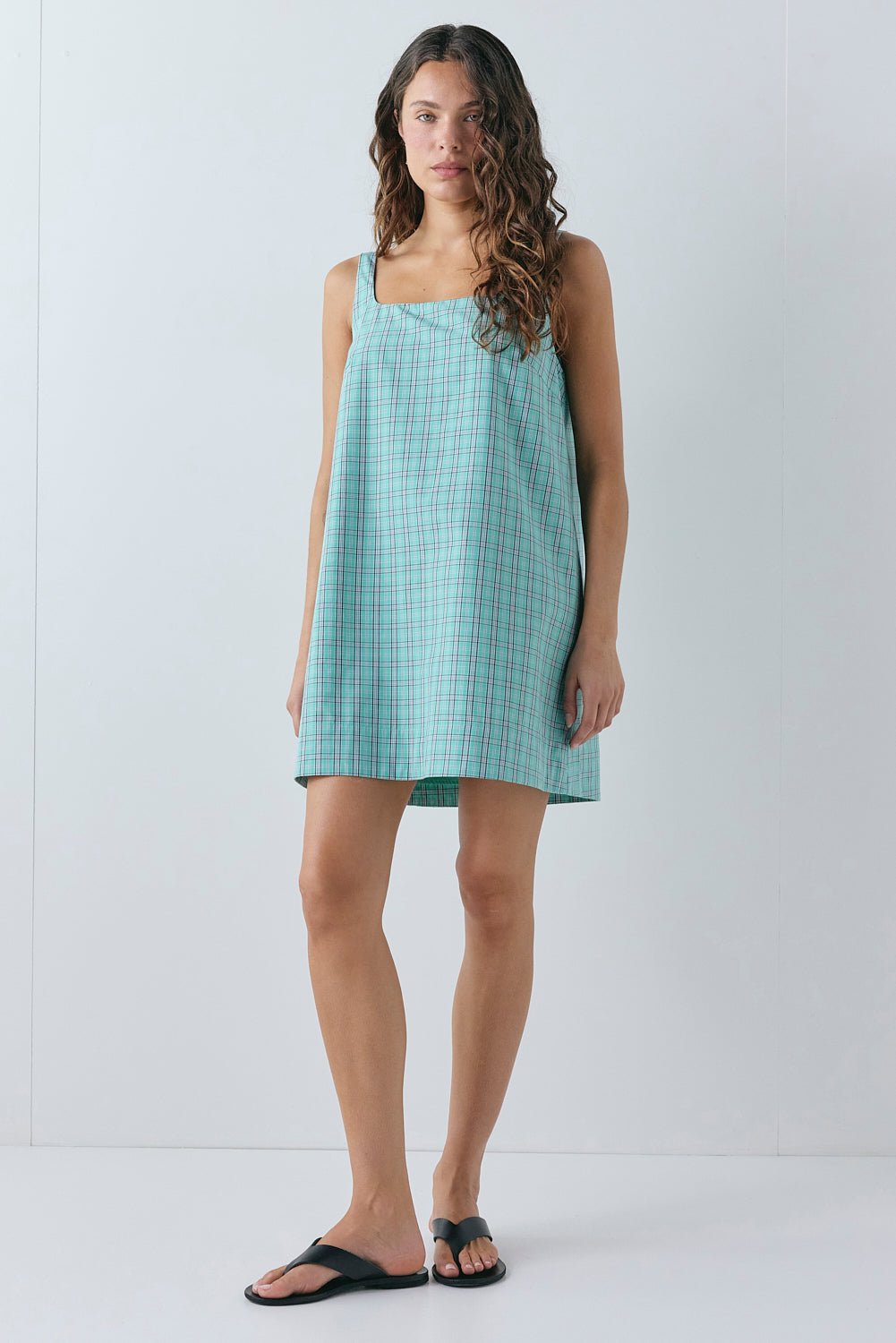 Flora Mini Dress Mint Check 