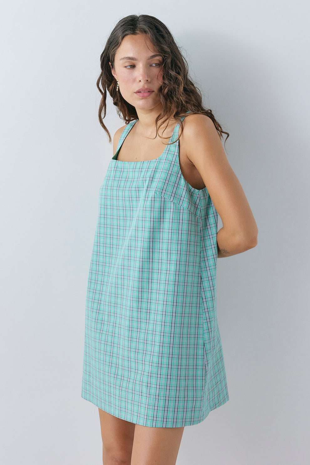 Flora Mini Dress Mint Check 