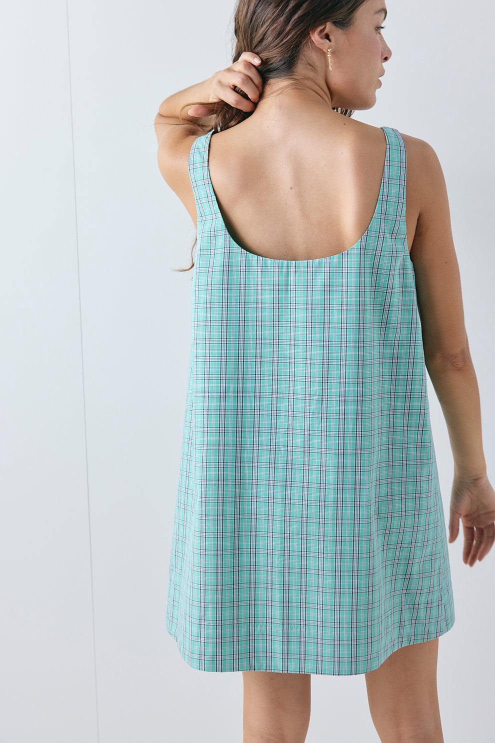 Flora Mini Dress Mint Check 