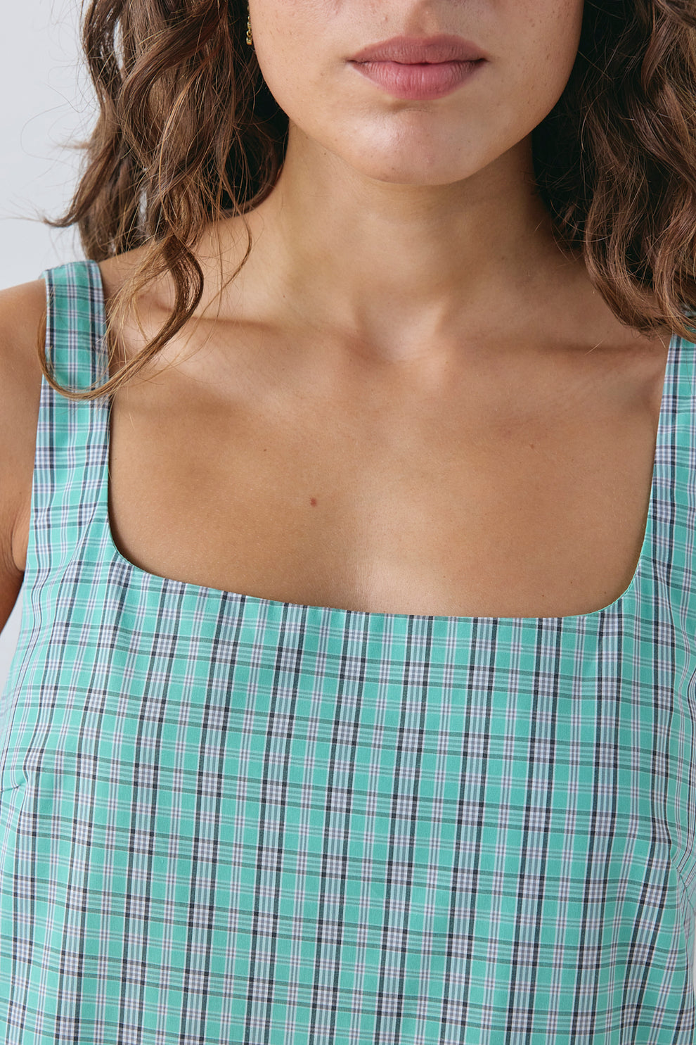 Flora Mini Dress Mint Check 