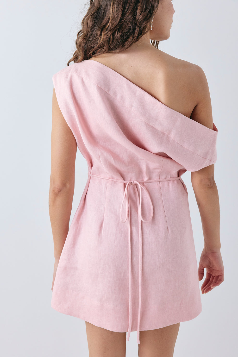 Belle Linen Mini Dress Pink