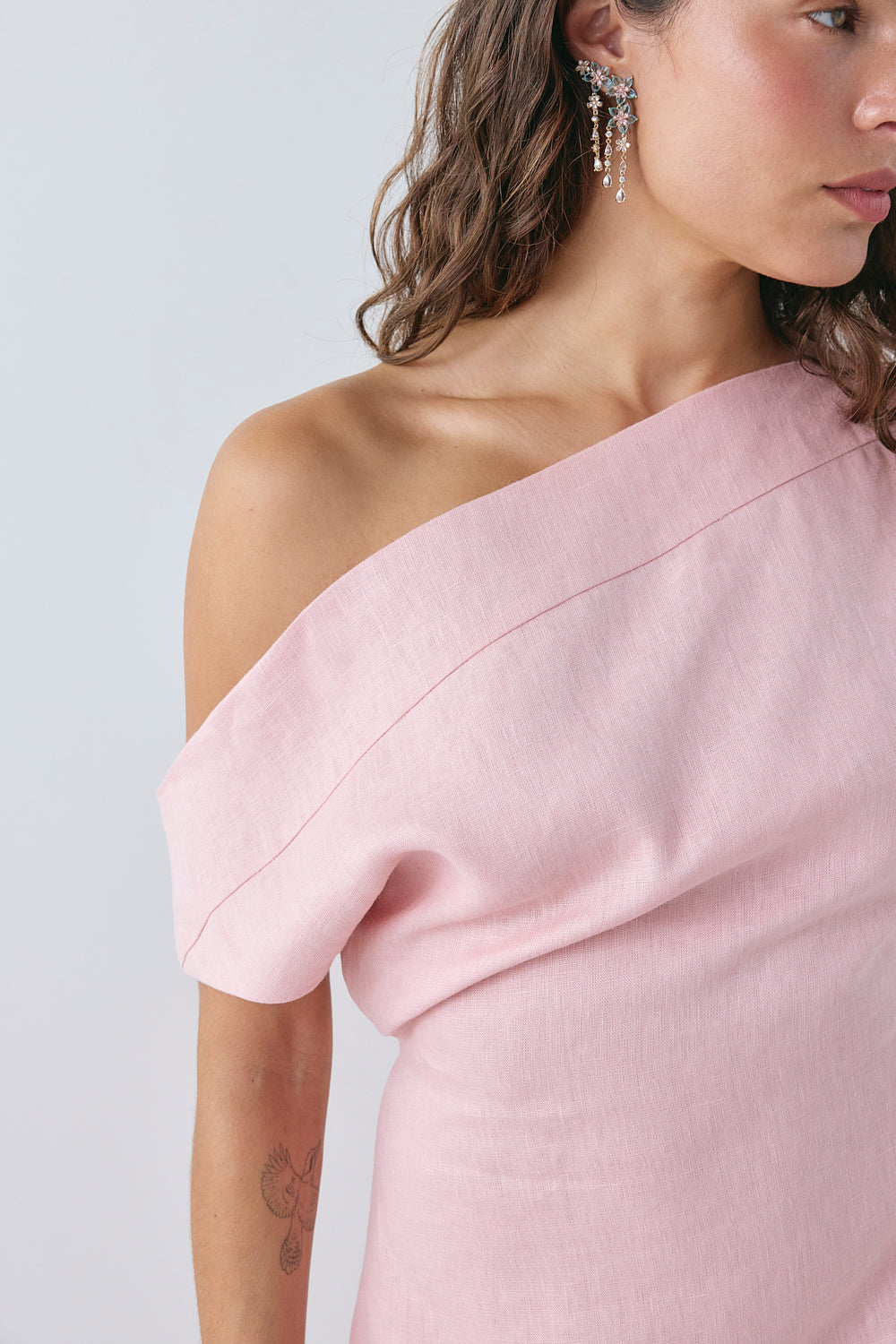 Belle Linen Mini Dress Pink