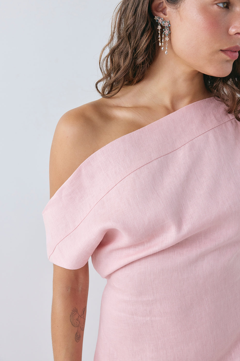 Belle Linen Mini Dress Pink