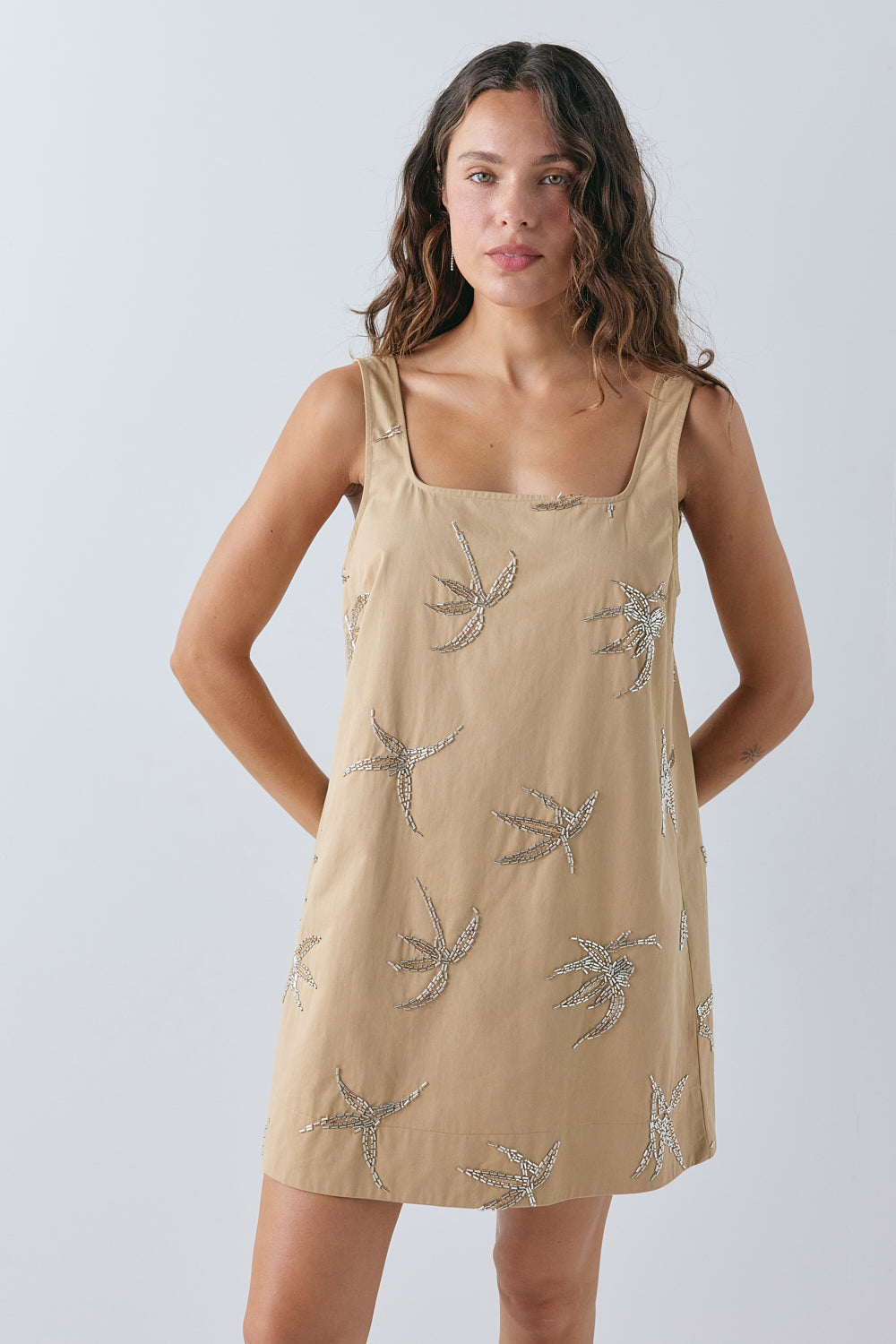 Kyra Beaded Mini Dress Palm