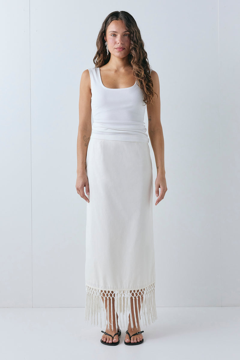 Billie Midi Skirt Cream - size:Stephanie:AU 6 / US 2