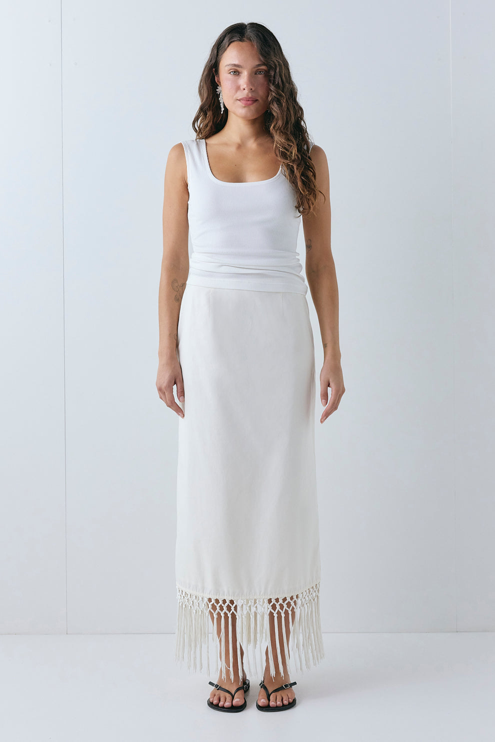 Billie Midi Skirt Cream - size:Stephanie:AU 6 / US 2