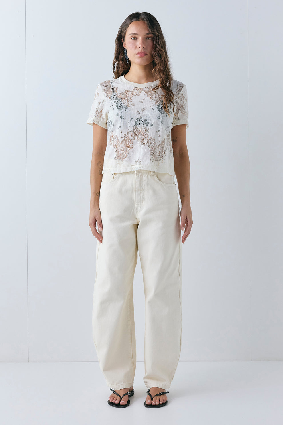 Rida Lace Tee Cream
