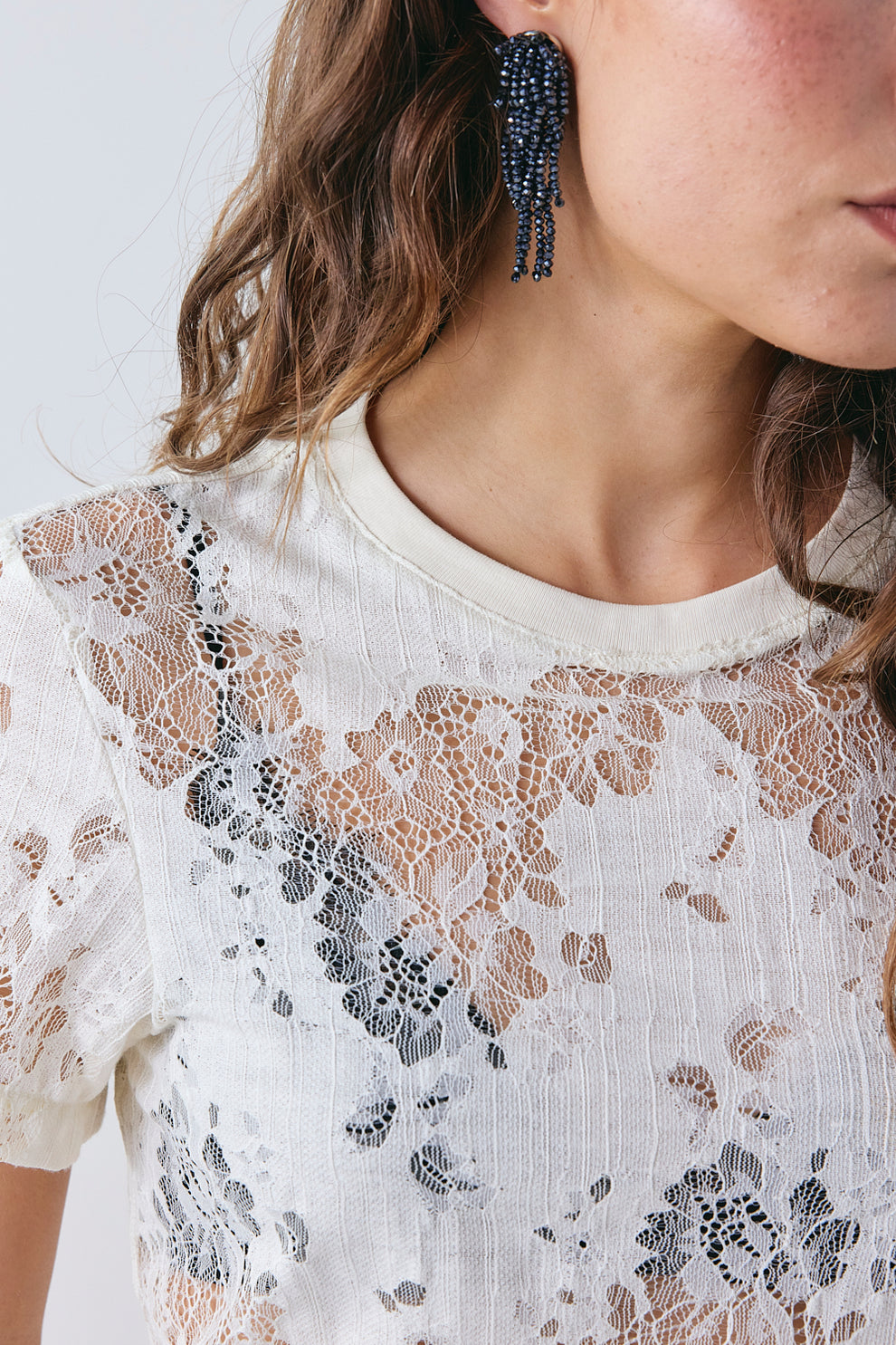 Rida Lace Tee Cream