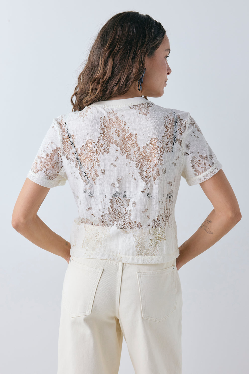 Rida Lace Tee Cream