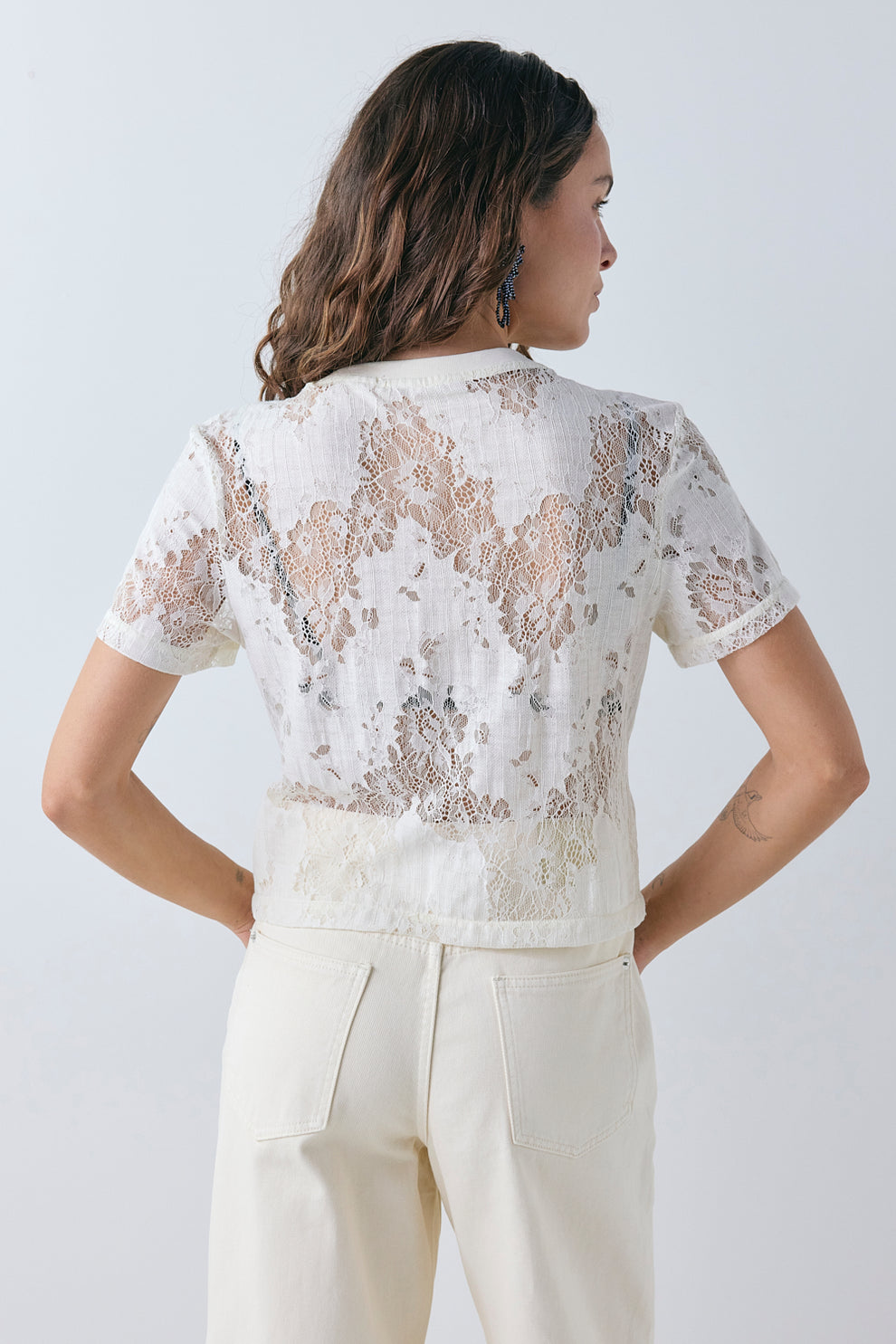 Rida Lace Tee Cream