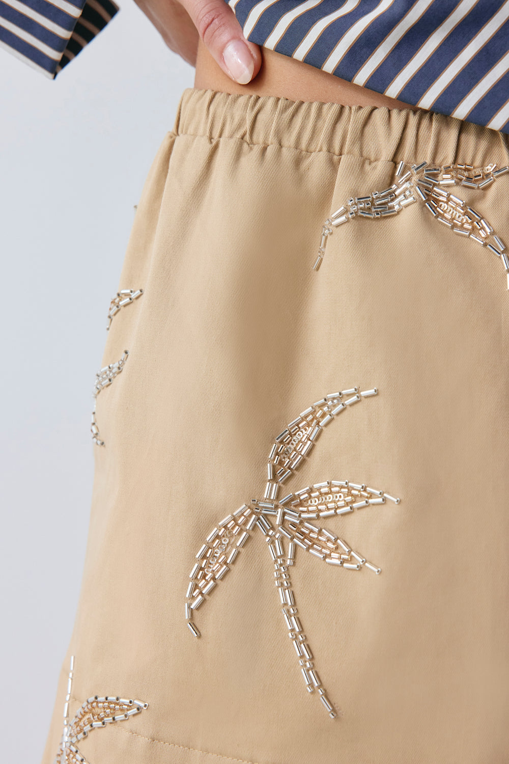 Alba Beaded Mini Skirt Palm