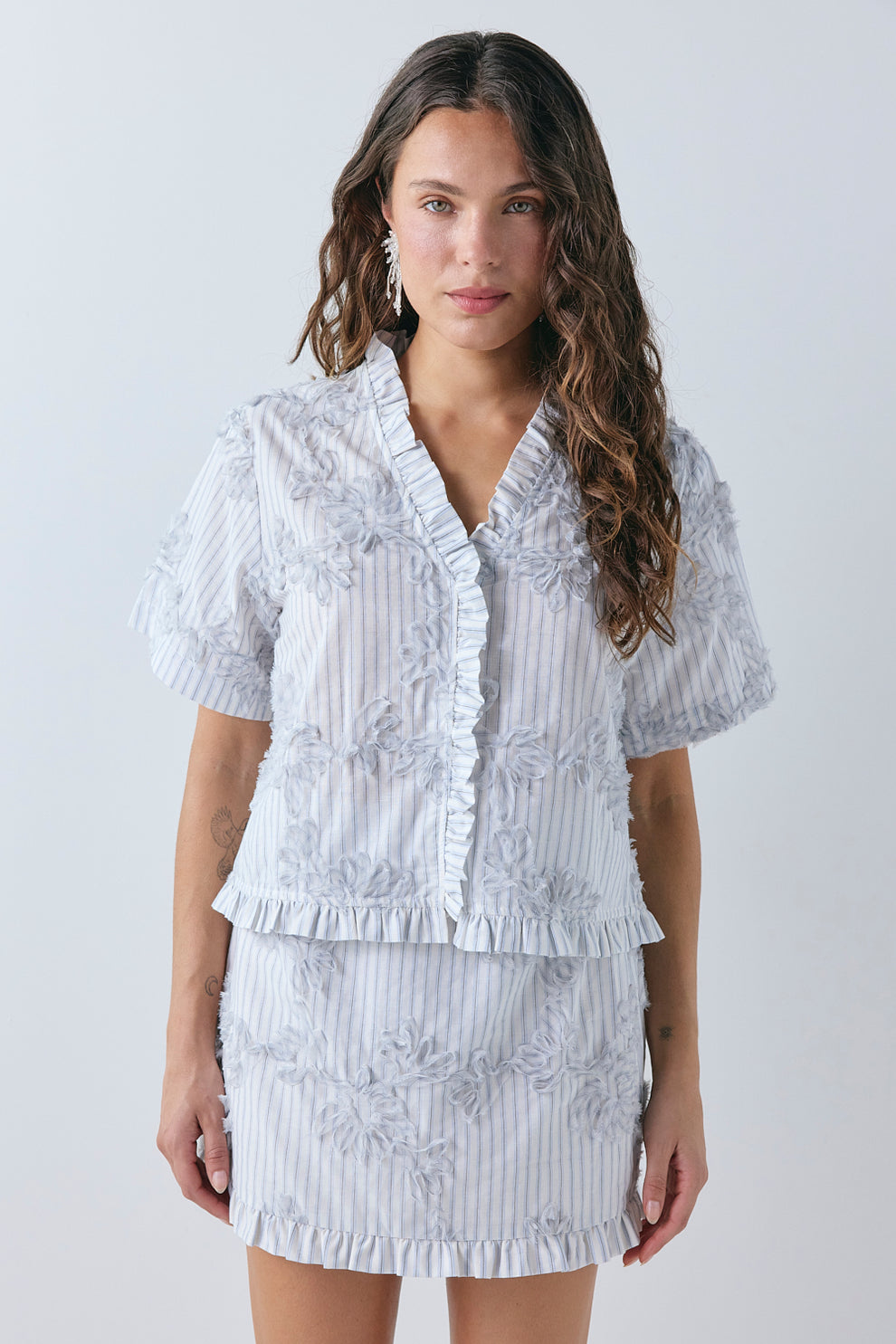 Piper Sheer Top Blue Stripe - size:Stephanie:AU 6 / US 2