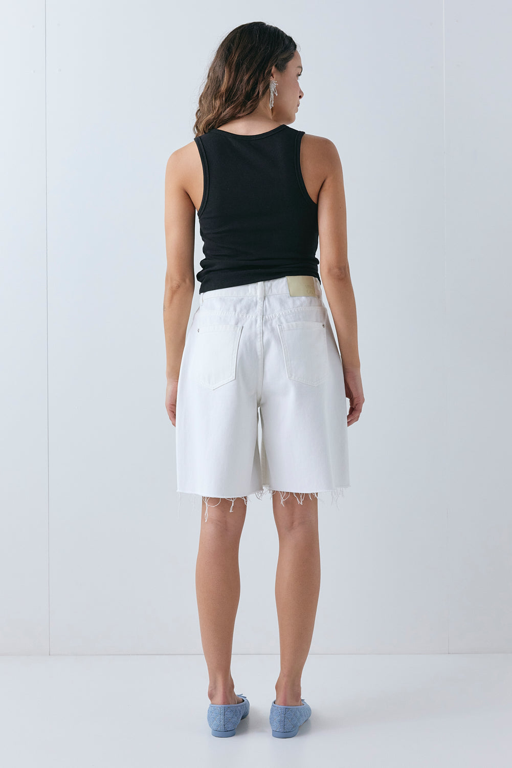 Andie High Rise Denim Shorts White 