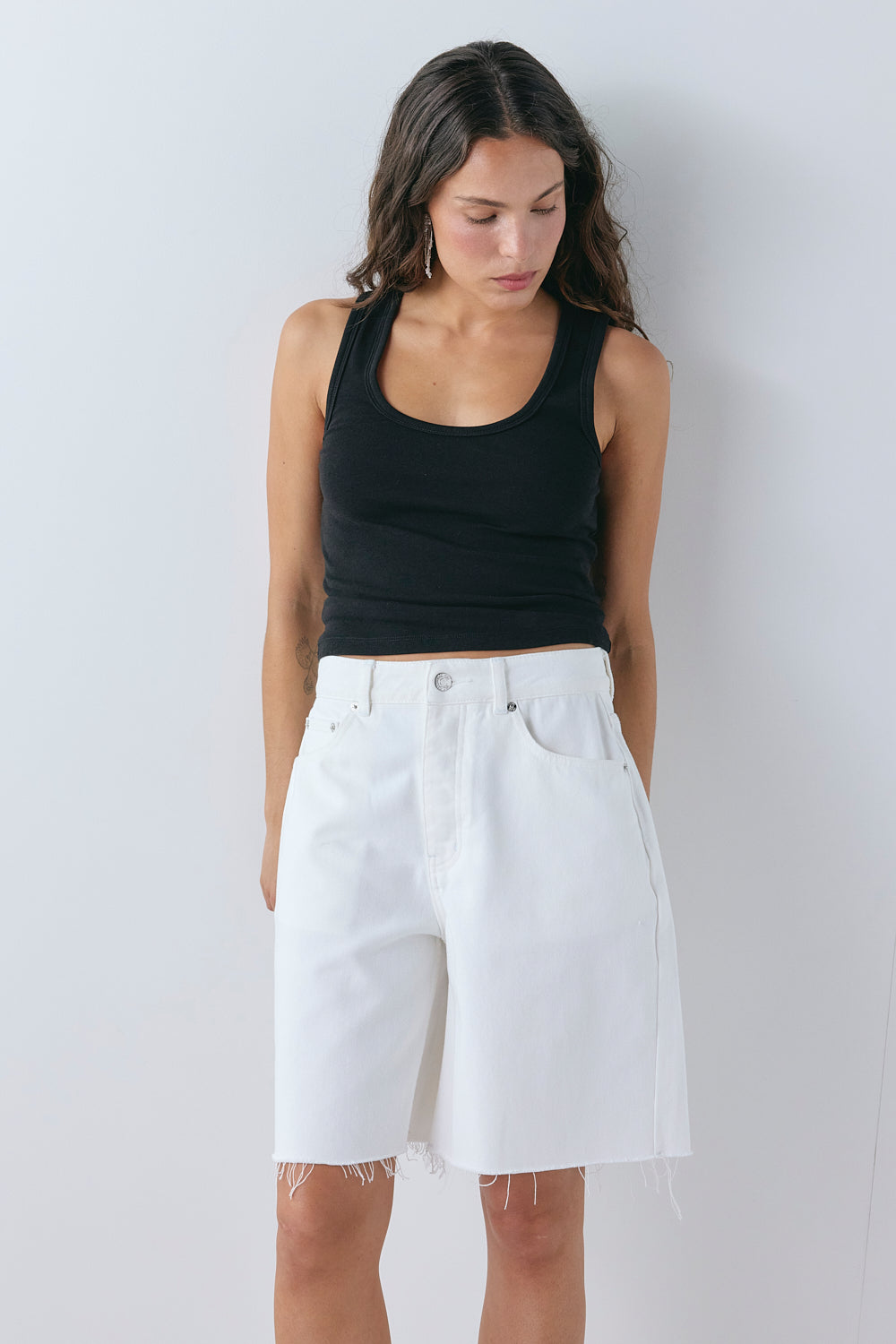 Andie High Rise Denim Shorts White 