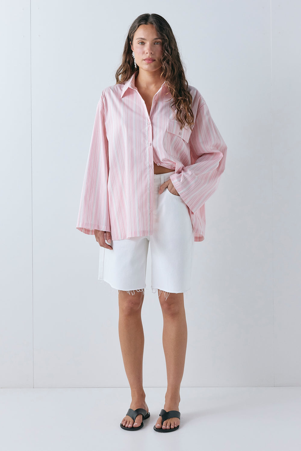 Andie High Rise Denim Shorts White 