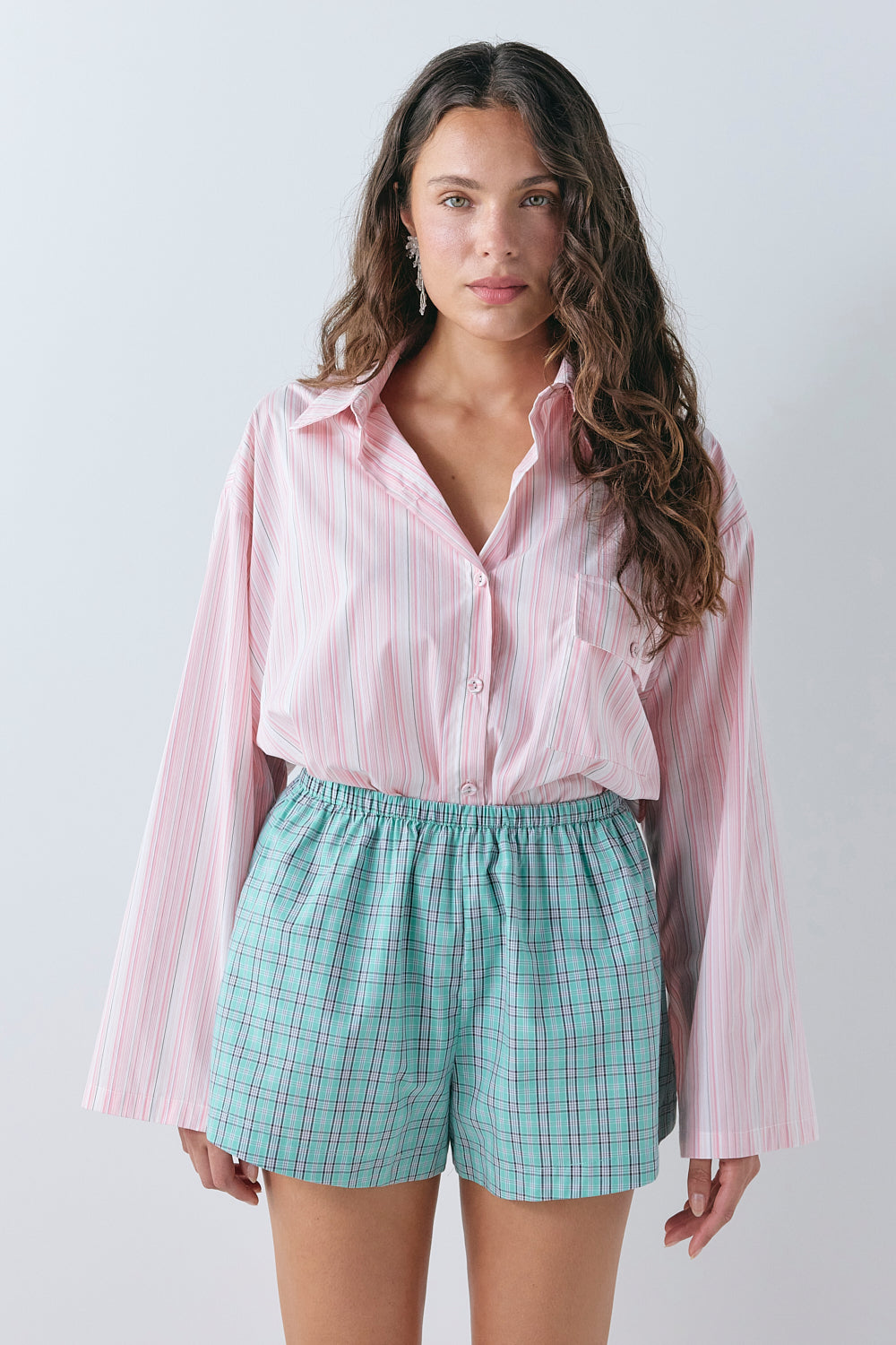 Helena Shorts Mint Check